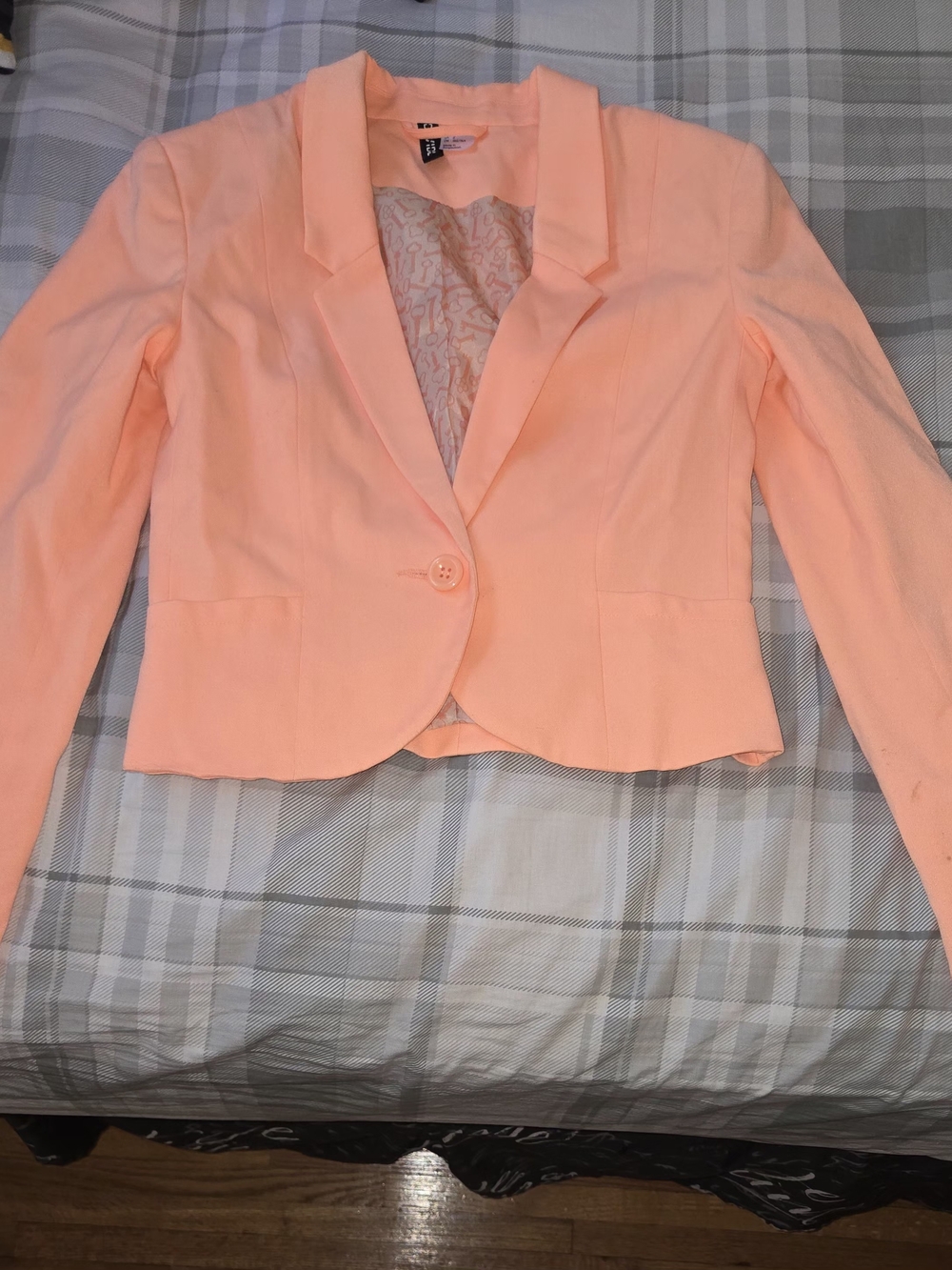 H&M Peach Cropped Single-Button Blazer